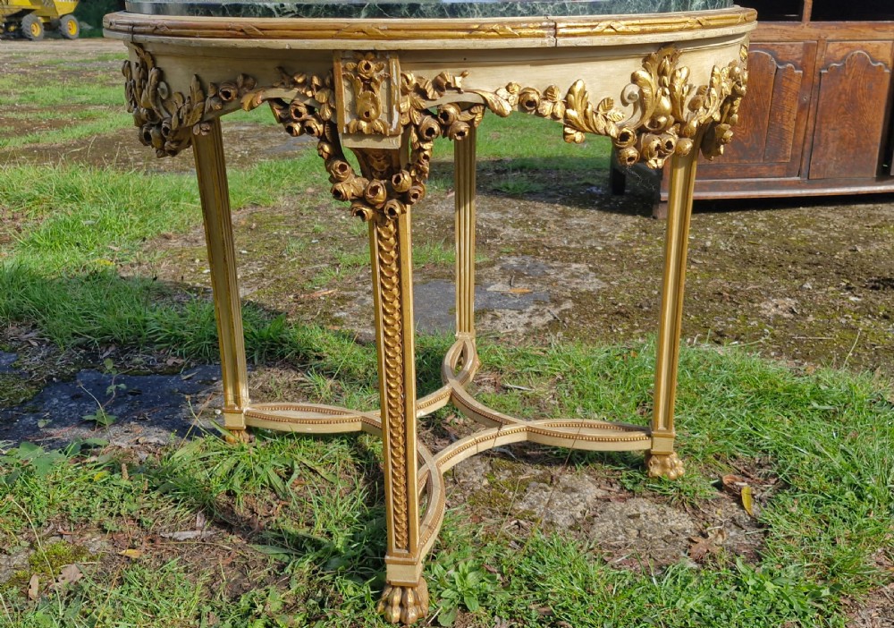 Decorative carved marble top centre table View IV