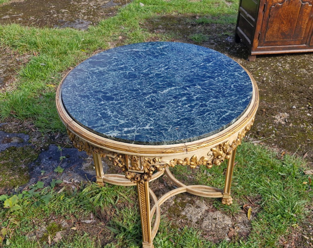 Decorative carved marble top centre table View V