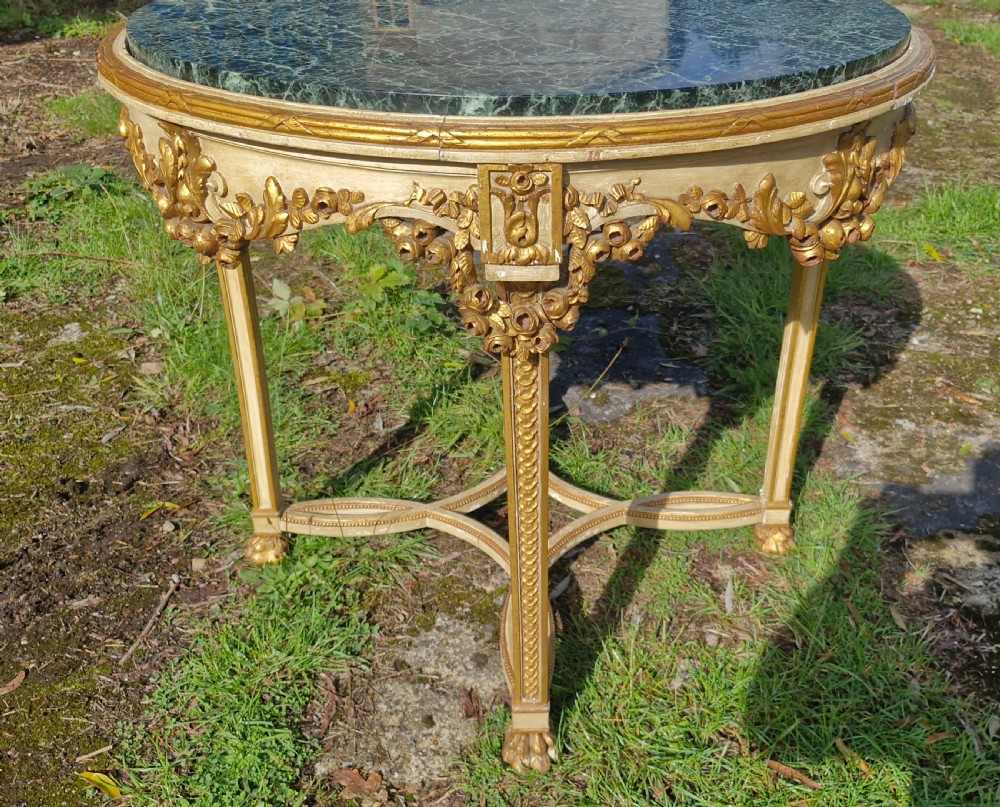 Decorative carved marble top centre table View VI