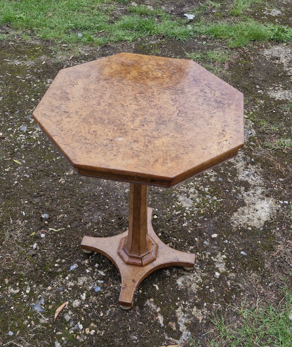 Delightful Regency burr pedestal occasional table.