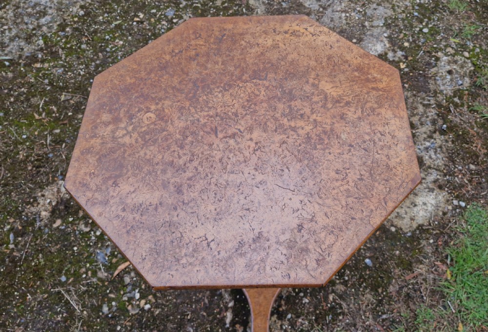 Delightful Regency burr pedestal occasional table. View X