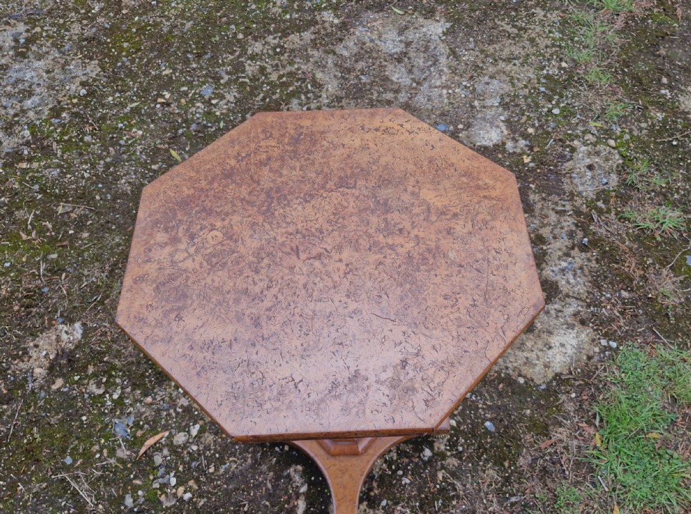 Delightful Regency burr pedestal occasional table. View XIII