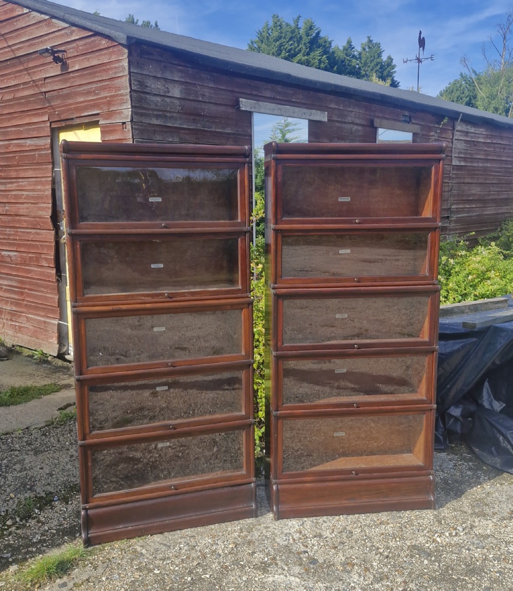 Very close pair of mahogany Globe Wernicke bookcases