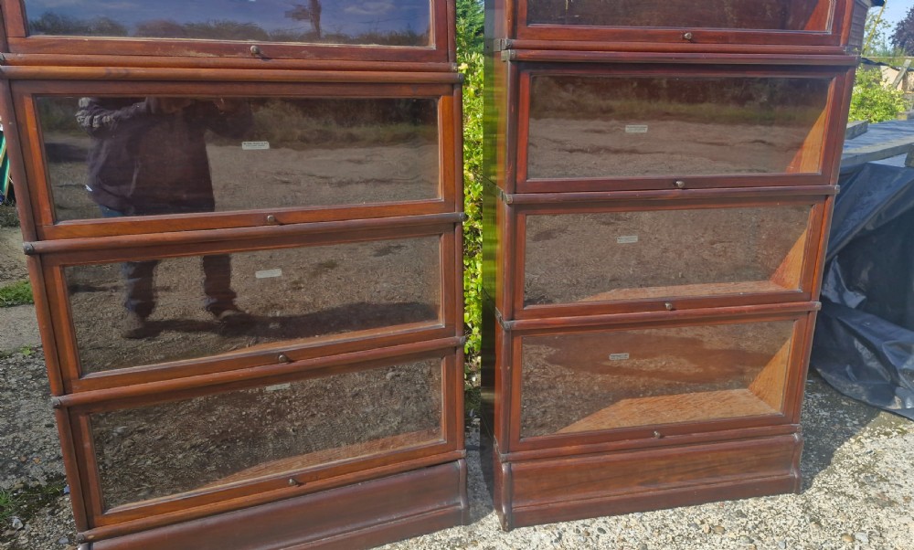 Very close pair of mahogany Globe Wernicke bookcases View III