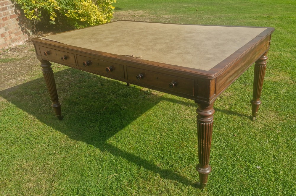Regency mahogany 6 drawer partners writing table.  View V