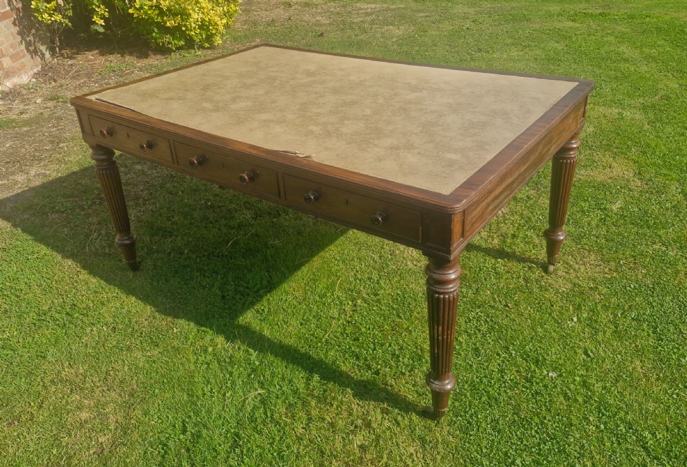 Regency mahogany 6 drawer partners writing table.  View VI