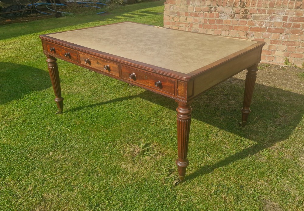 Regency mahogany 6 drawer partners writing table.  View VIII