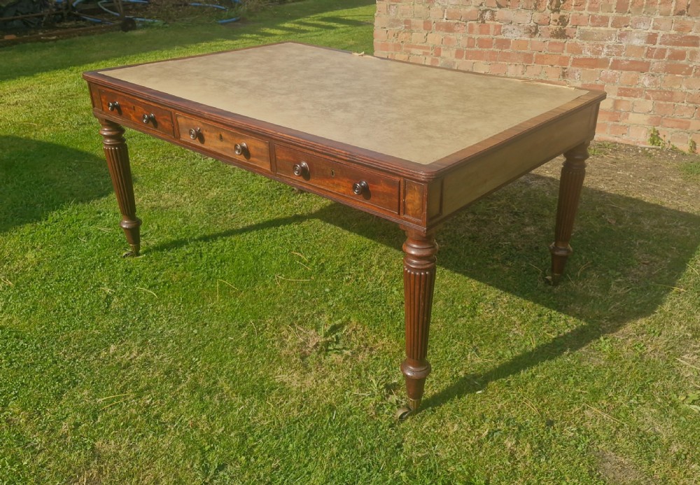 Regency mahogany 6 drawer partners writing table.  View IX