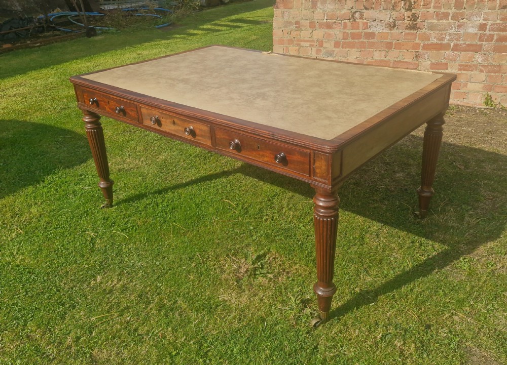 Regency mahogany 6 drawer partners writing table.  View X