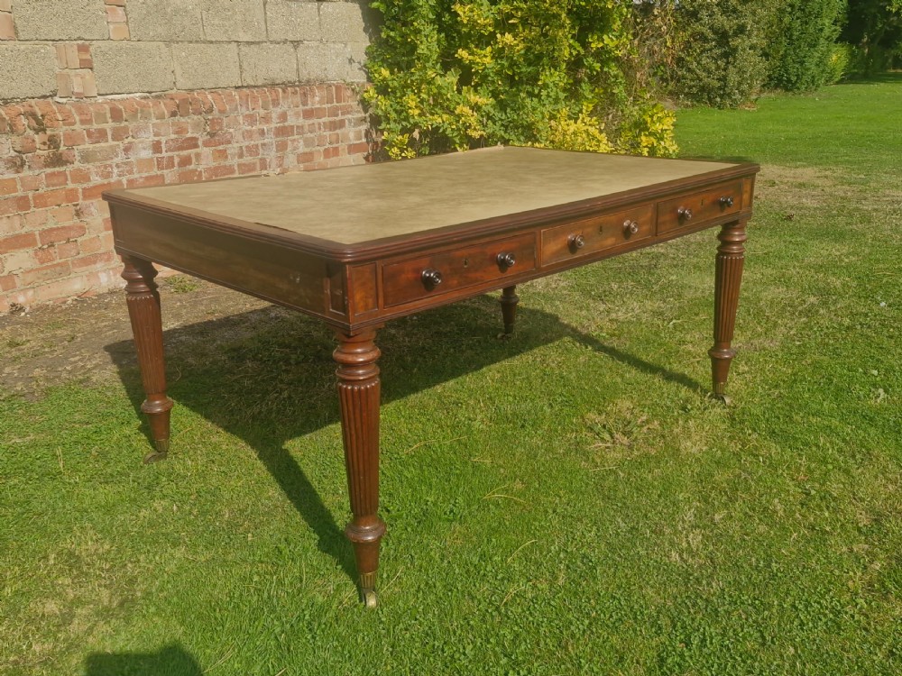 Regency mahogany 6 drawer partners writing table.  View XI