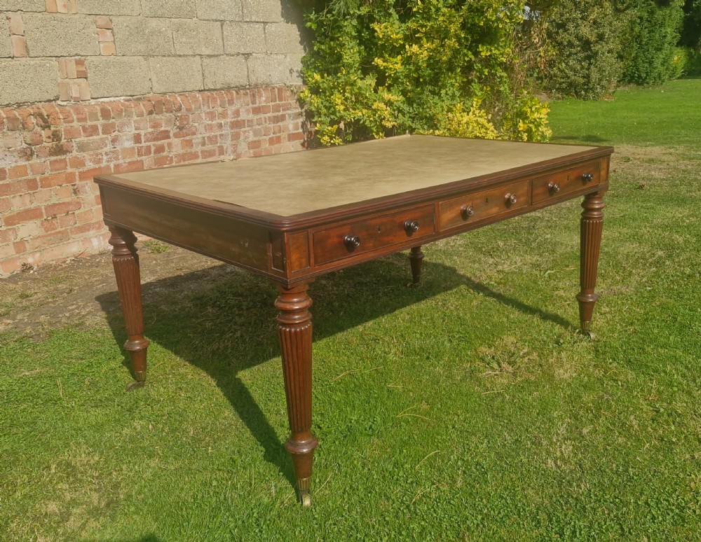 Regency mahogany 6 drawer partners writing table.  View XII