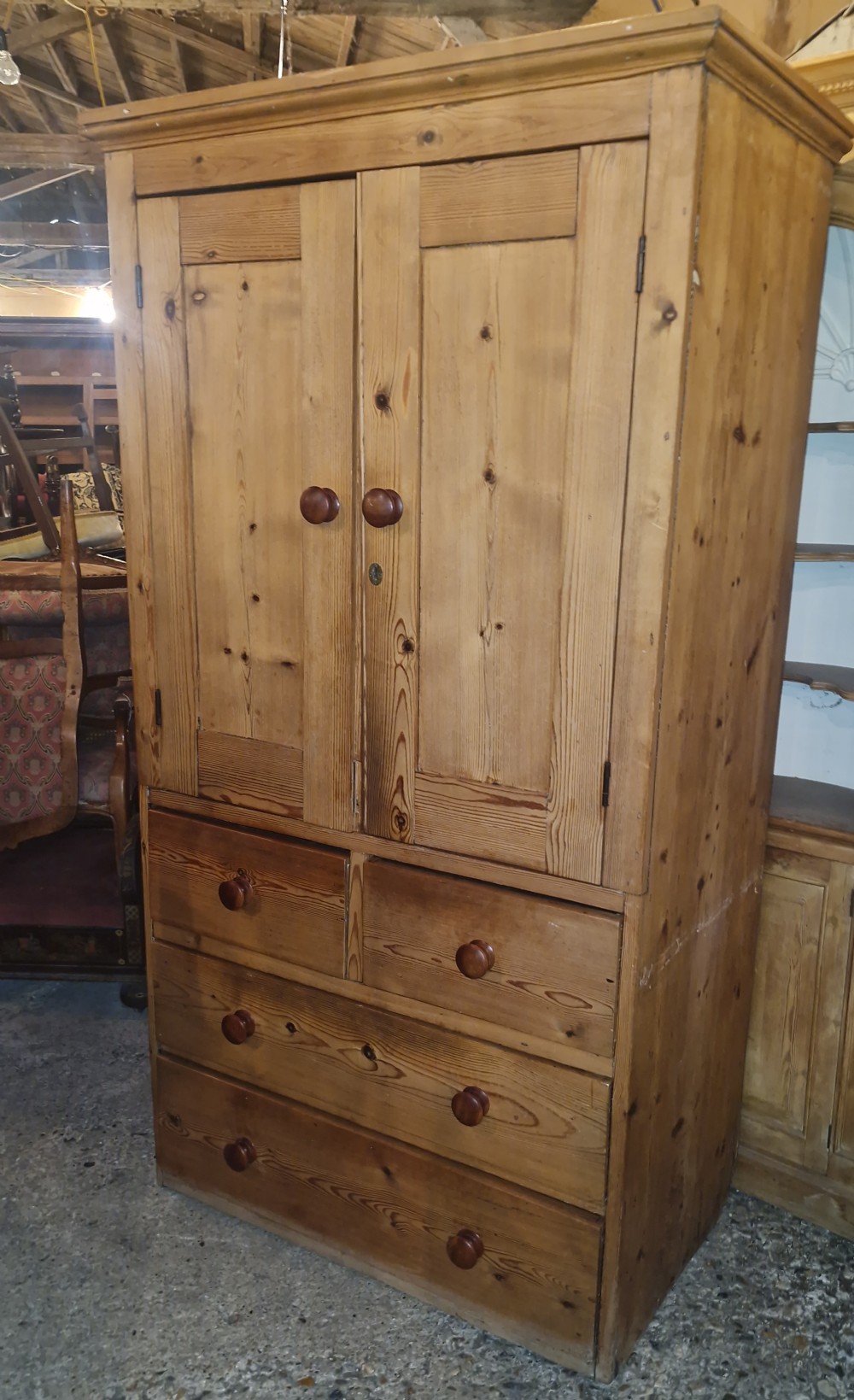 Large Mid 19th century pine Housekeepers cupboard. 