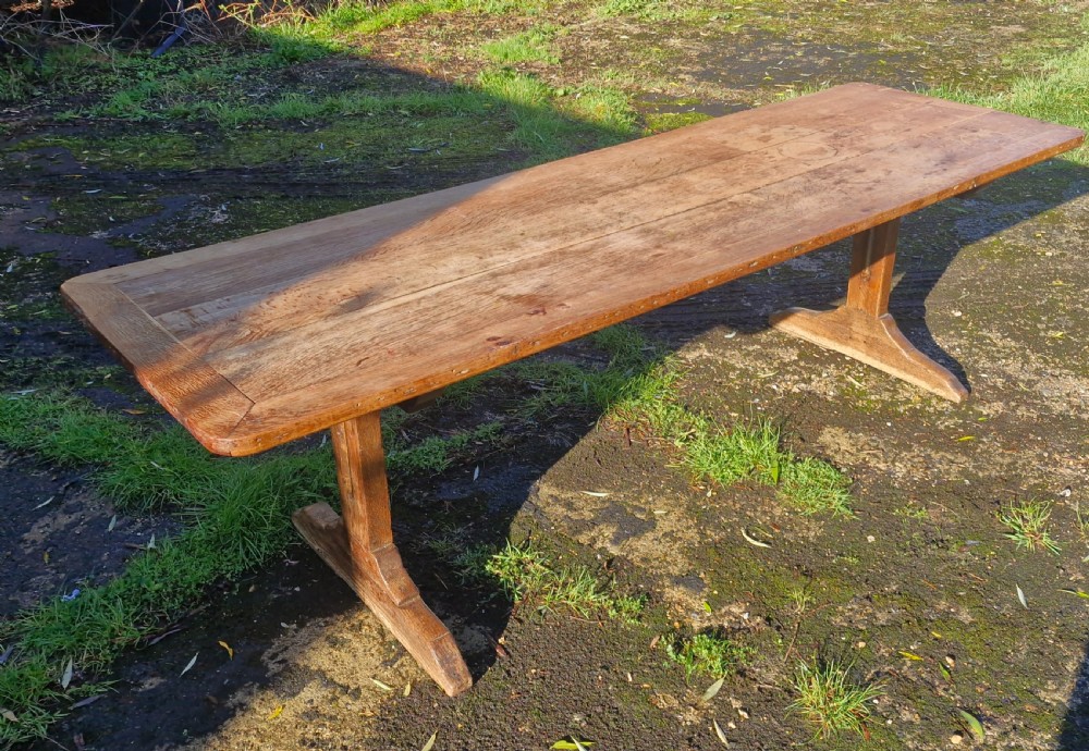 19th century oak kitchen refectory dining table. 