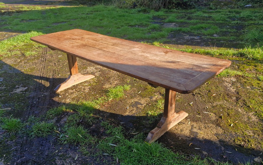 19th century oak kitchen refectory dining table.  View III