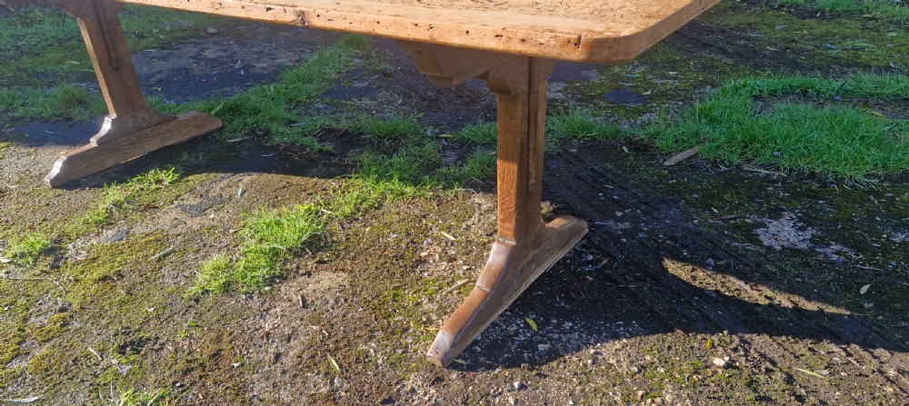 19th century oak kitchen refectory dining table.  View VII