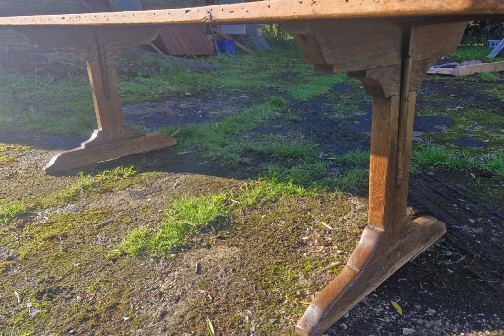19th century oak kitchen refectory dining table.  View VIII