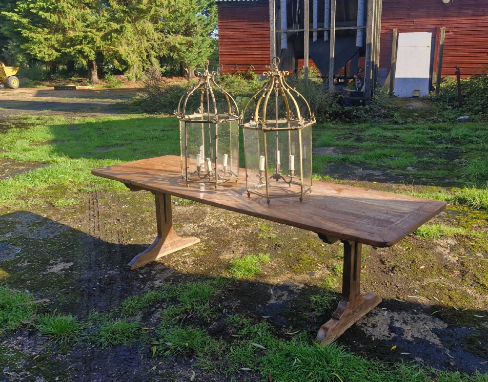 Pair of brass hanging hall lanterns. View VIII