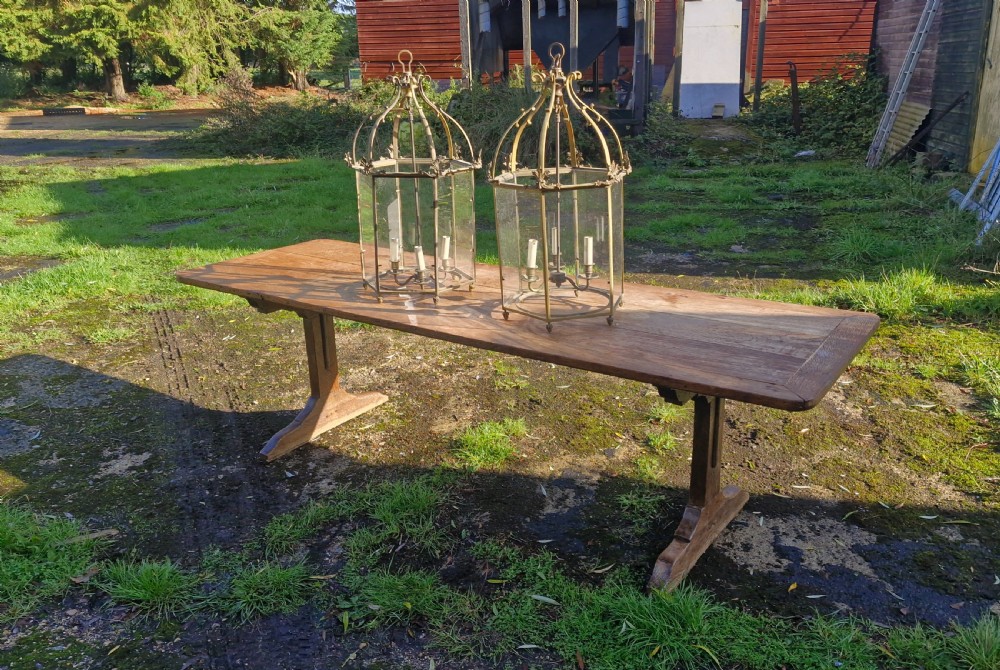 Pair of brass hanging hall lanterns. View IX