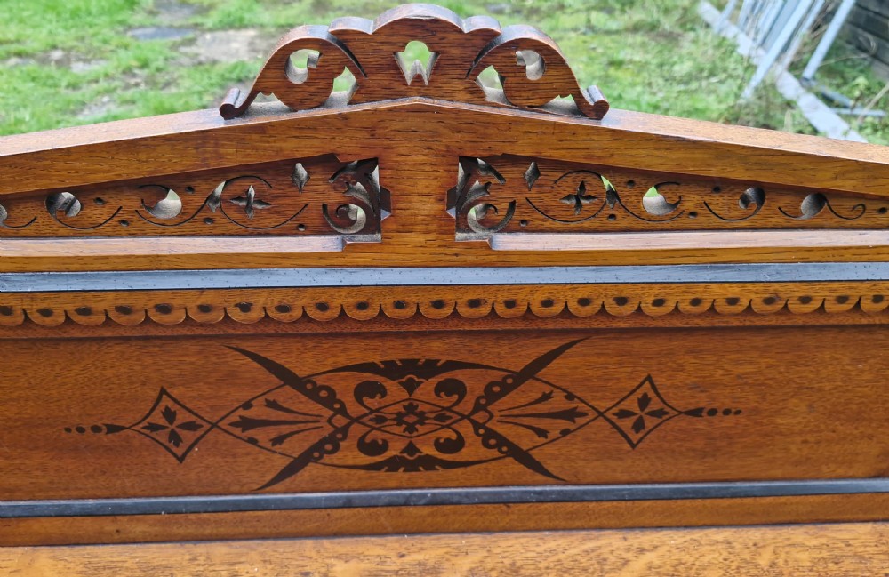 Victorian oak Gothic hall table.  View III