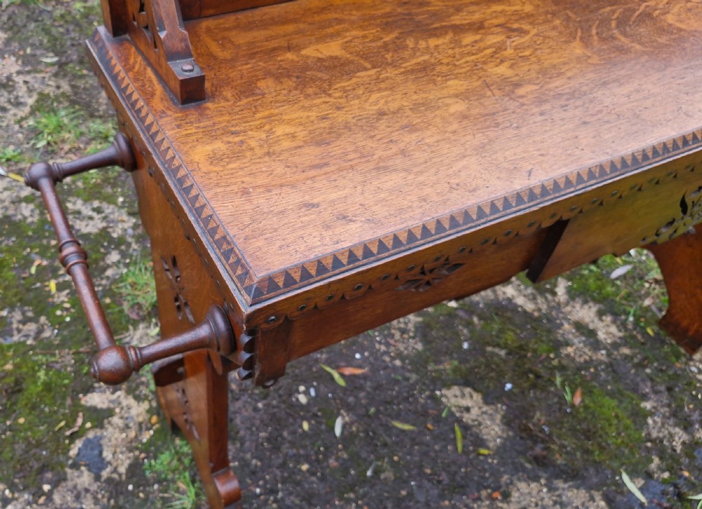 Victorian oak Gothic hall table.  View XI