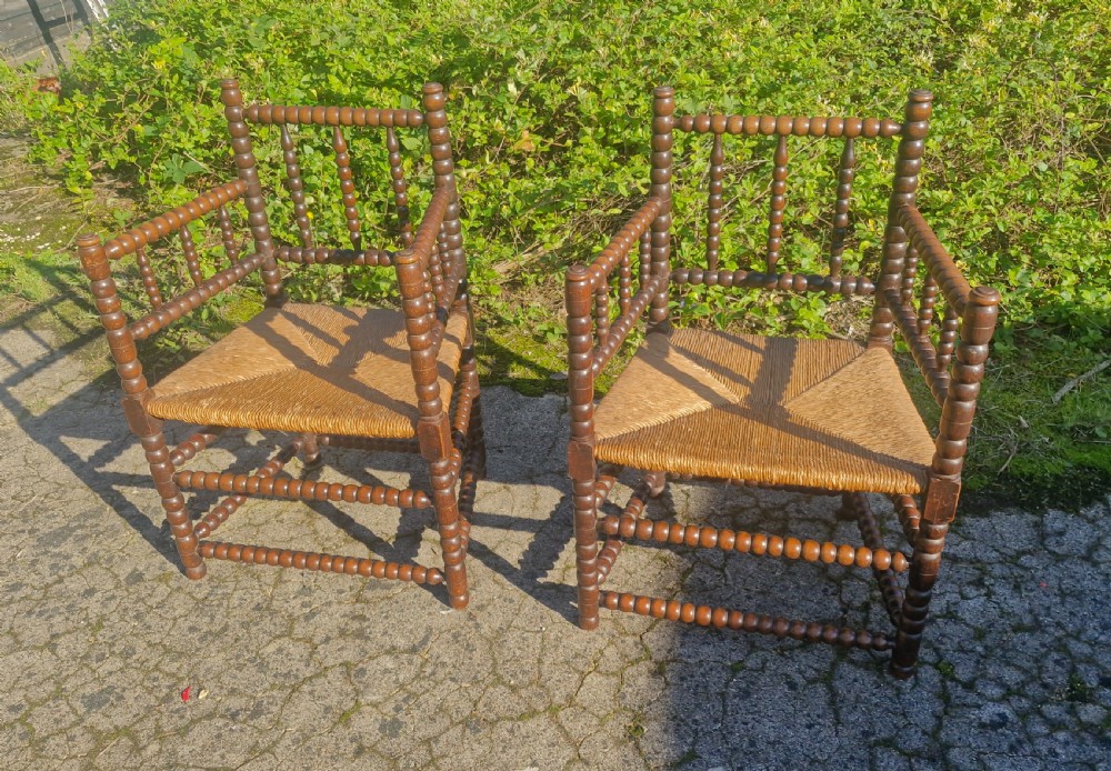 Pair of Bobbin framed armchairs
