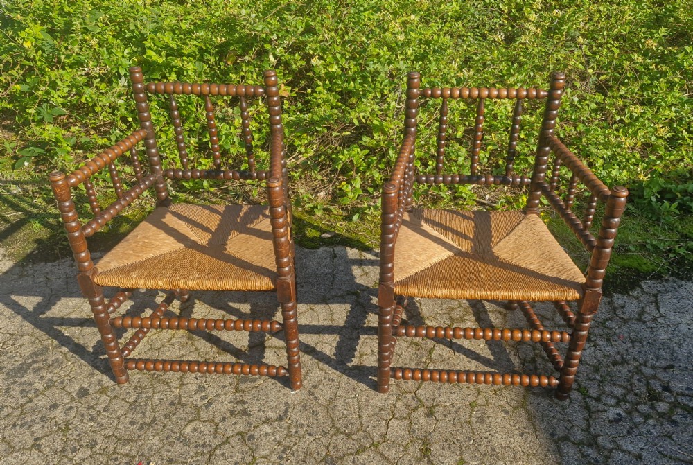 Pair of Bobbin framed armchairs View II
