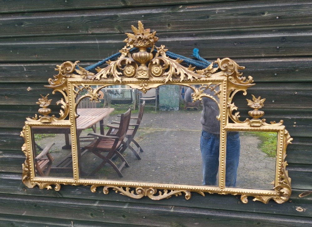 Carved Italian gilt wood overmantel mirror. View III