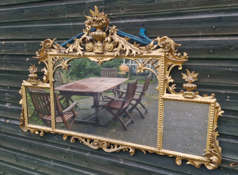 Carved Italian gilt wood overmantel mirror. View V
