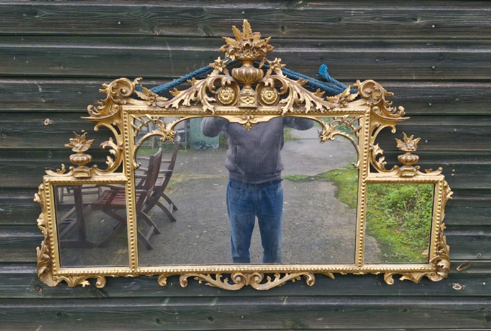 Carved Italian gilt wood overmantel mirror. View VII