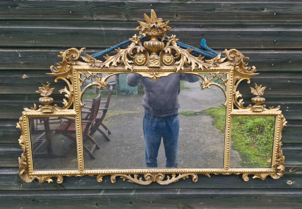 Carved Italian gilt wood overmantel mirror. View VIII