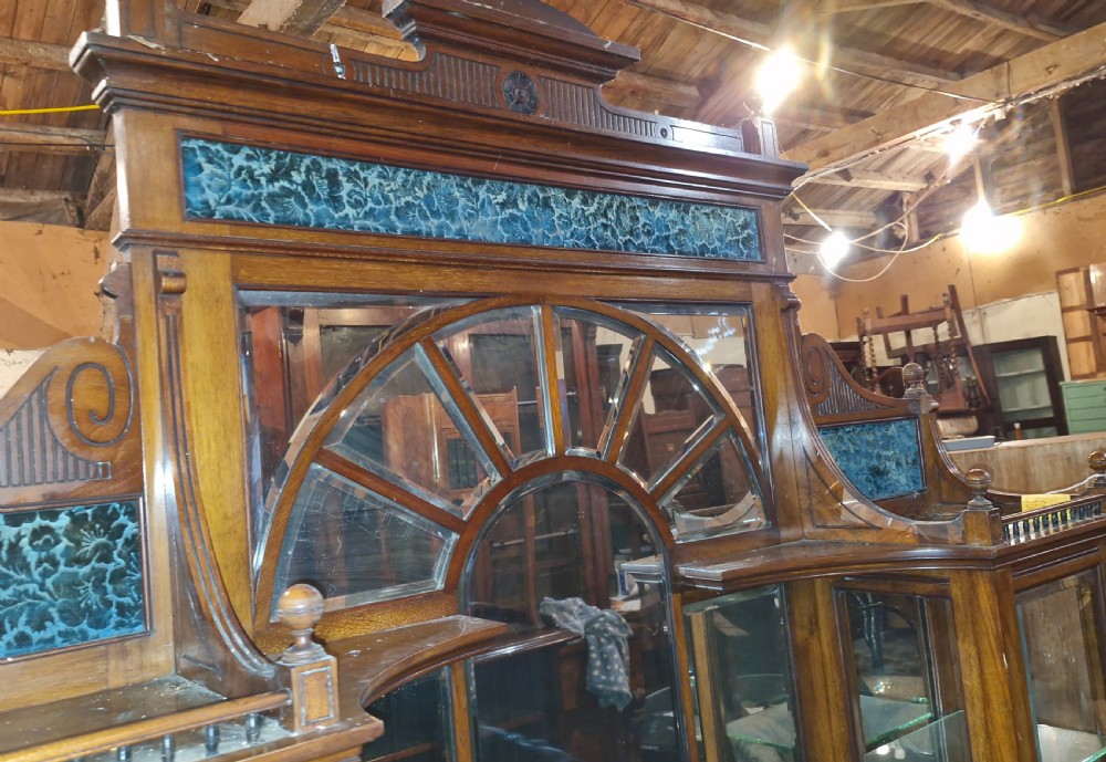Unusual and good quality hotel or shop reception display cabinet.  View IX