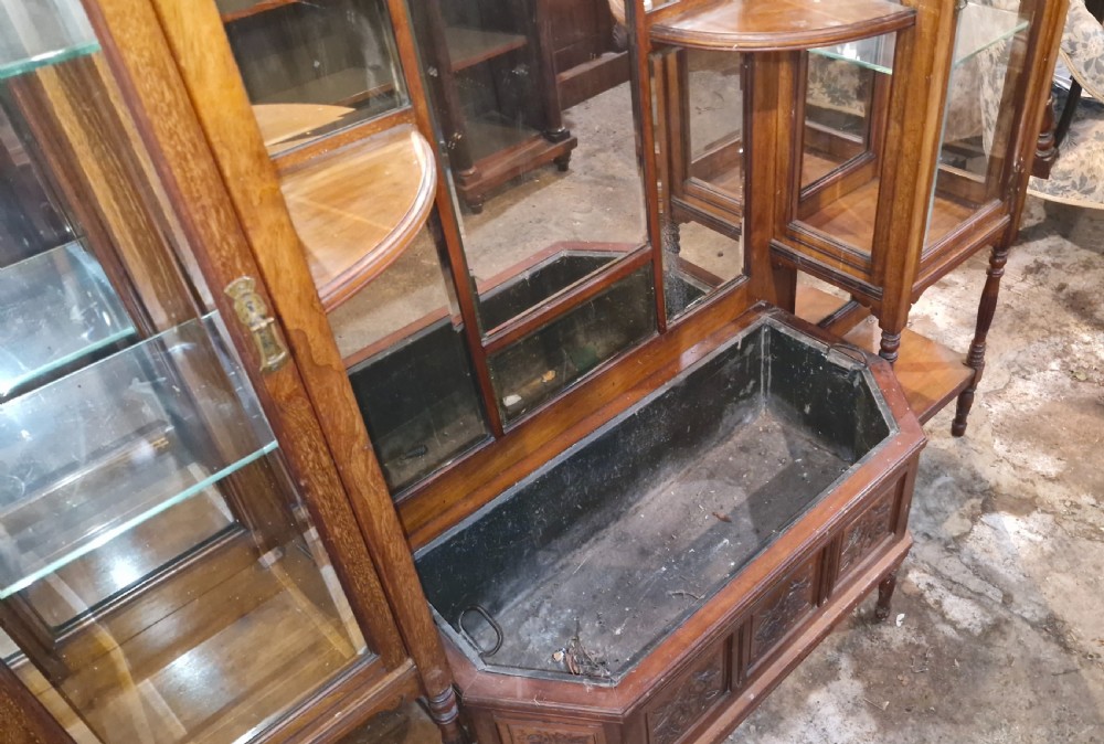 Unusual and good quality hotel or shop reception display cabinet.  View XI