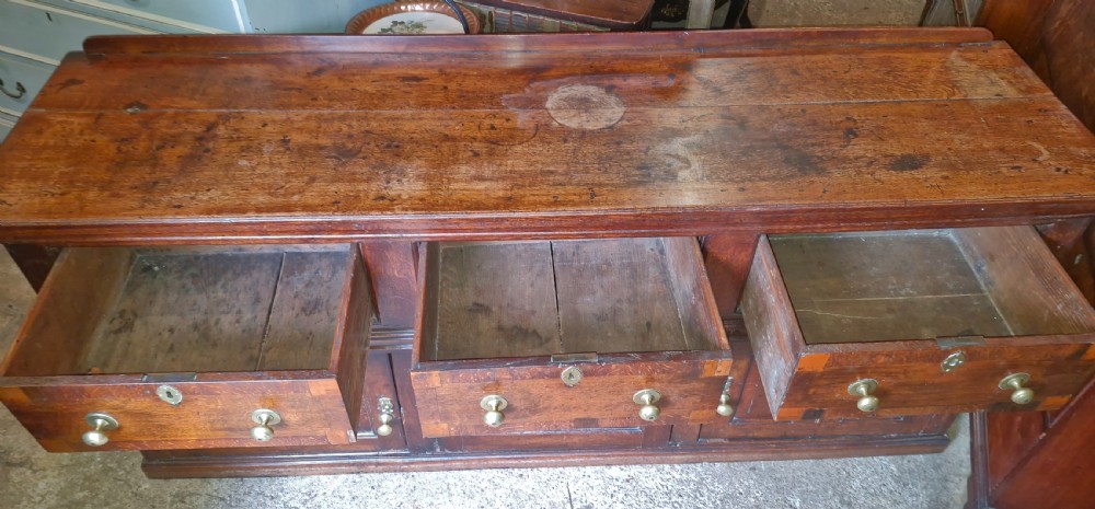 Antique oak dresser base.  View III