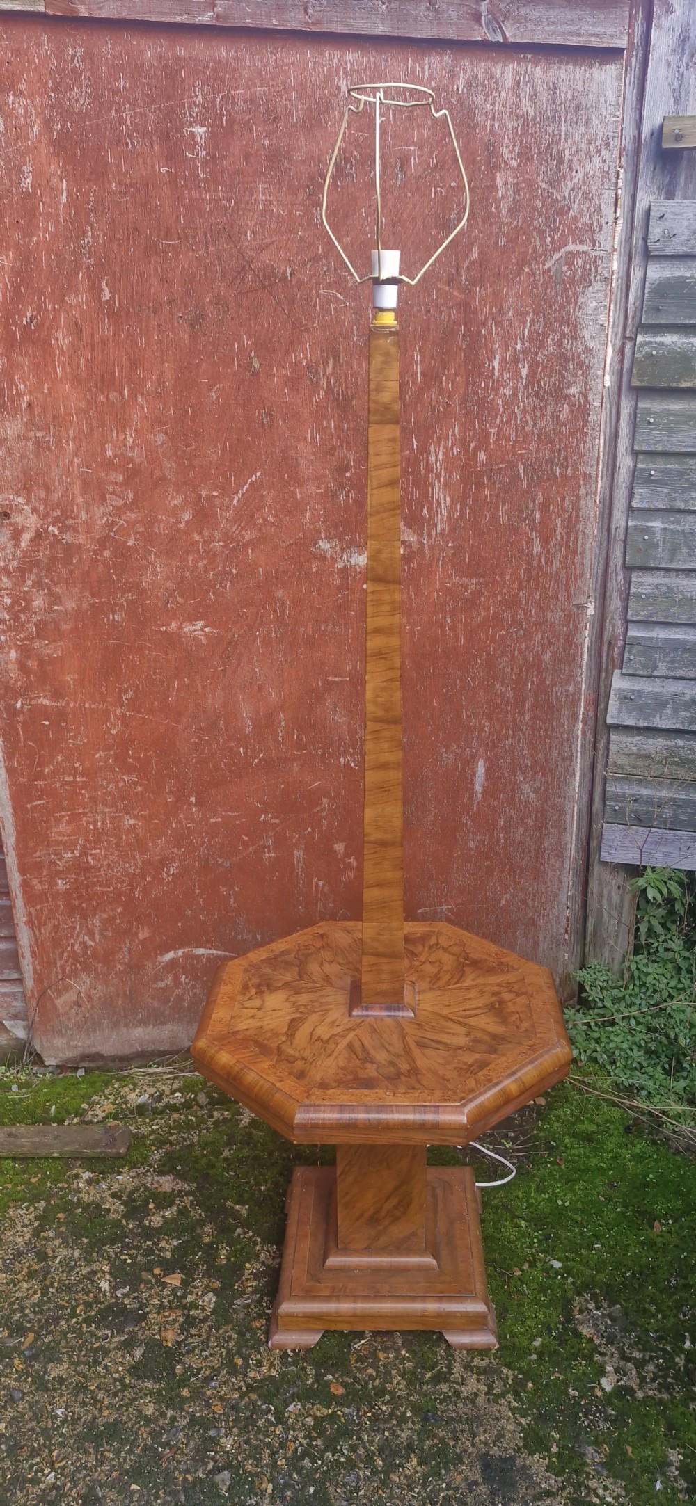 1930s walnut lamp standard. 