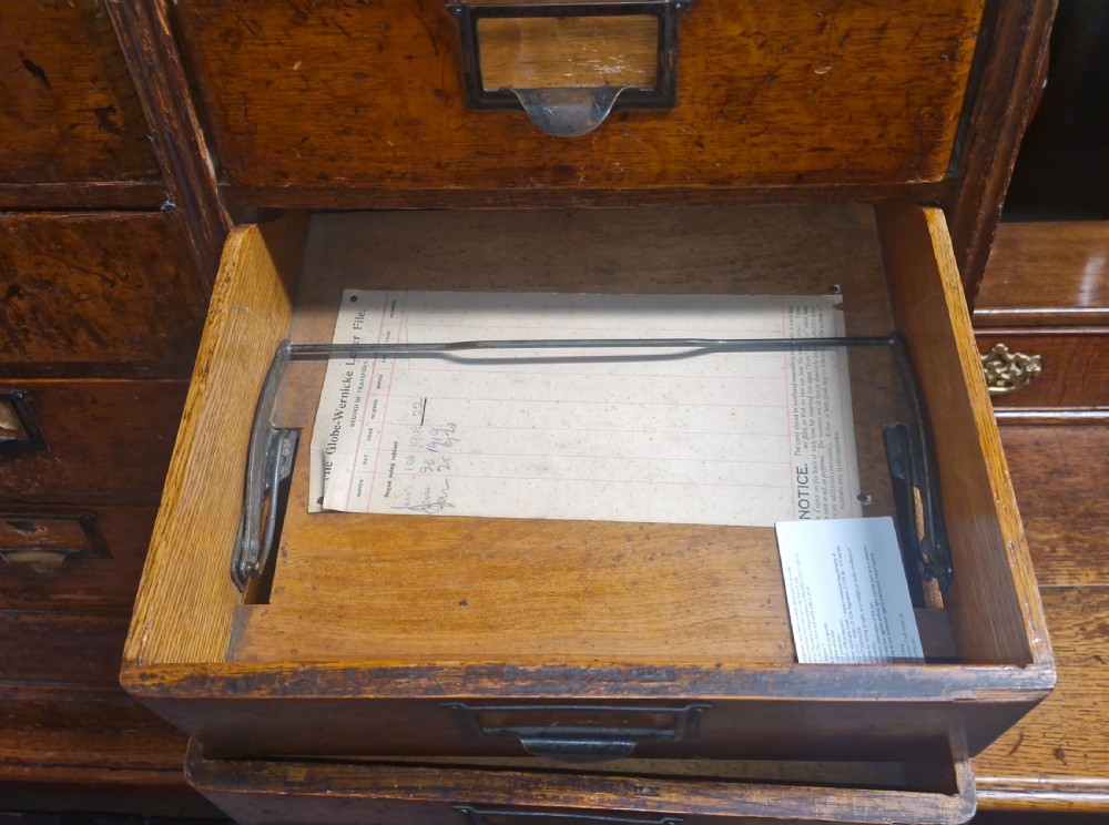 Oak Globe Wernicke office filing cabinet.  View VI