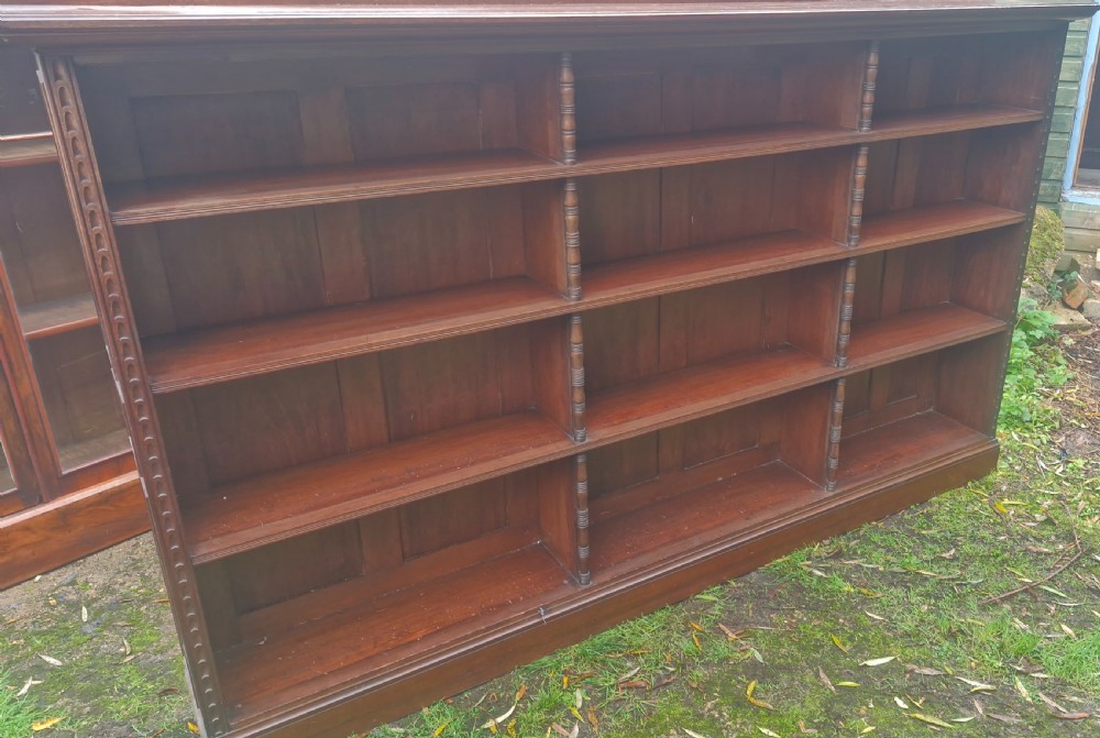 Good practical late Victorian open front bookcase  View VIII