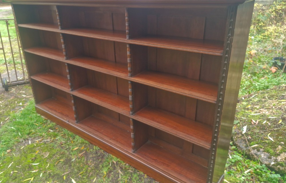 Good practical late Victorian open front bookcase  View IX