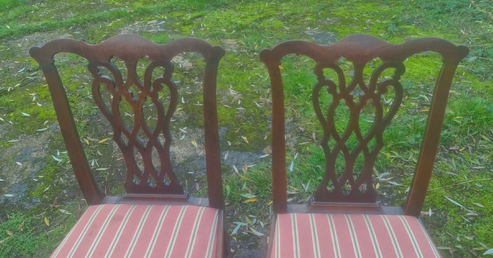 Pair of Late Georgian solid mahogany side chairs.  View III