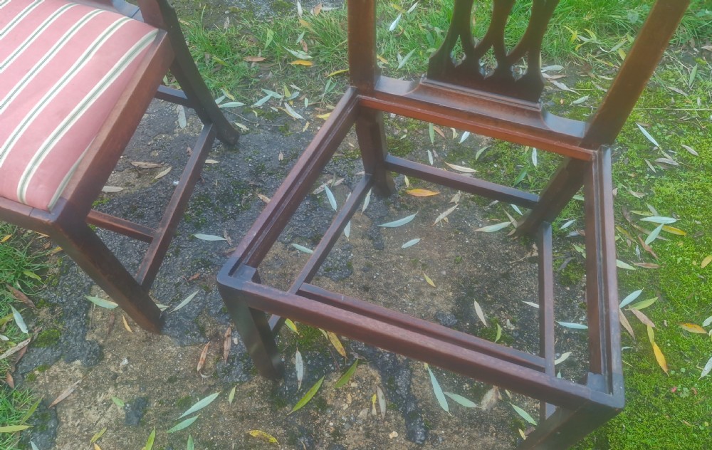 Pair of Late Georgian solid mahogany side chairs.  View V