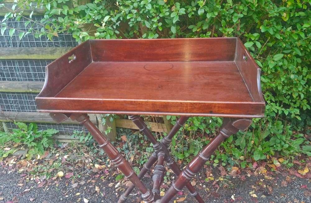 Tall Regency mahogany butlers tray on a good stand.  View VI