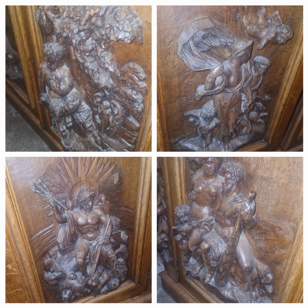Large Mid 19th century carved oak library bookcase.  View IX