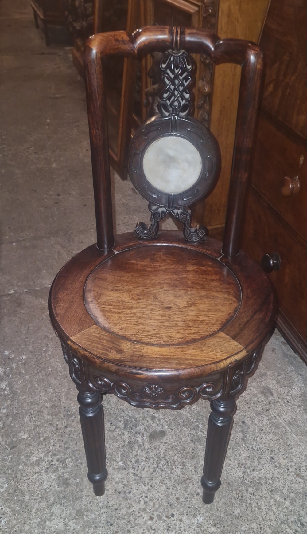 Late 19th century carved hardwood Chinese hall chair. 