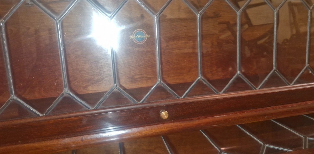 Mahogany Leaded glazed 5 section globe Wernicke bookcase.  View IV