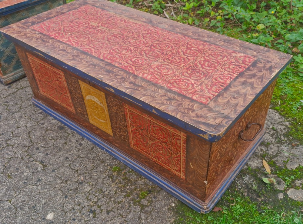 Pair of nicely decorated painted pine boxes.  View IX