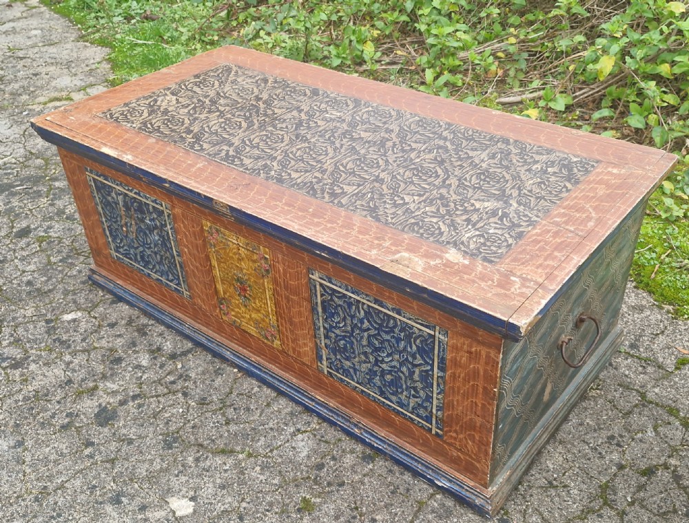 Pair of nicely decorated painted pine boxes.  View X