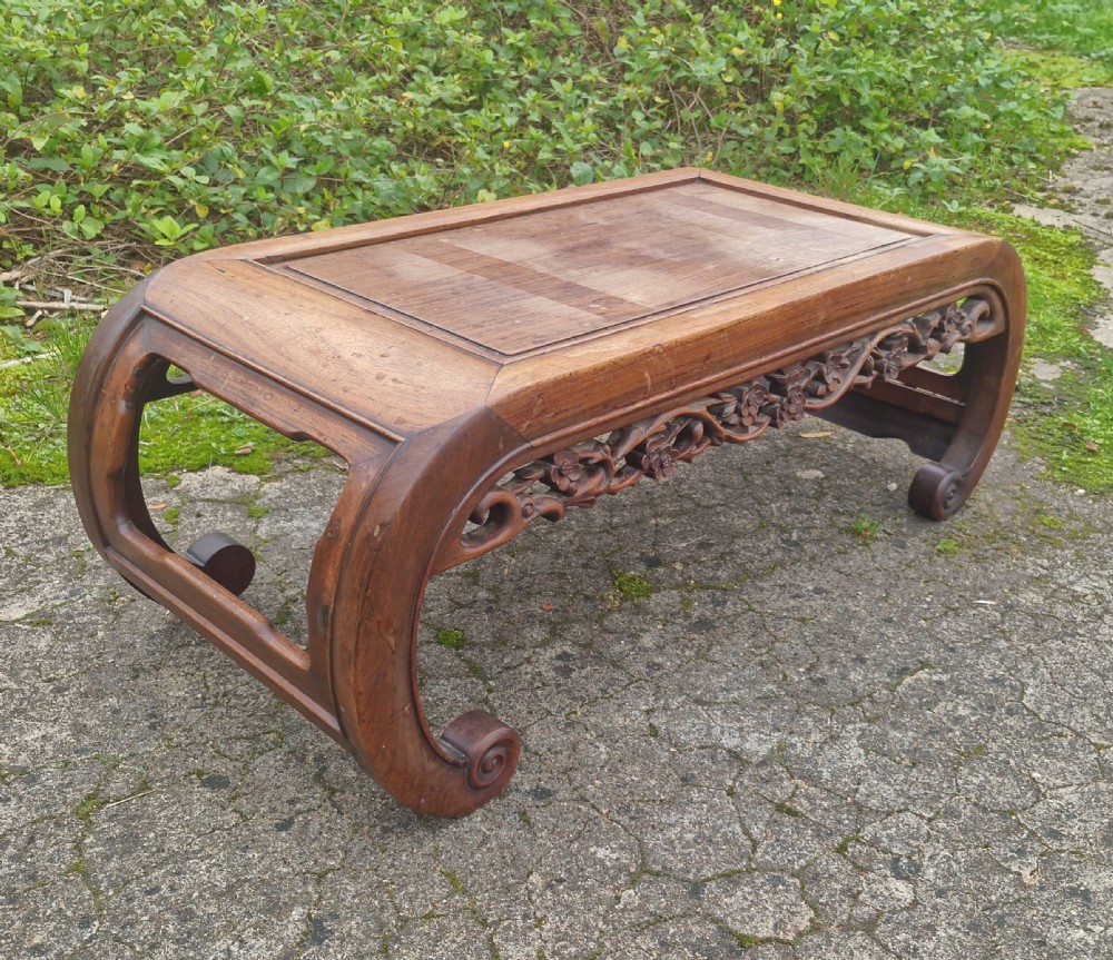 Carved Chinese low opium table View III
