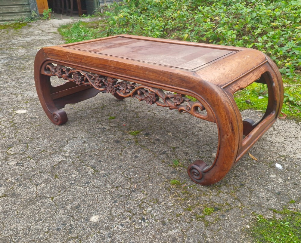 Carved Chinese low opium table View IV