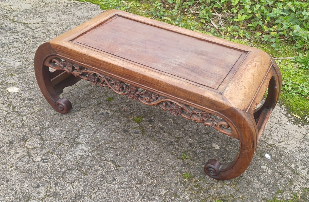 Carved Chinese low opium table View VII