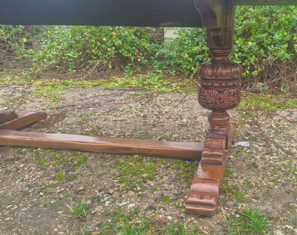 Oak refectory dining table.  View II