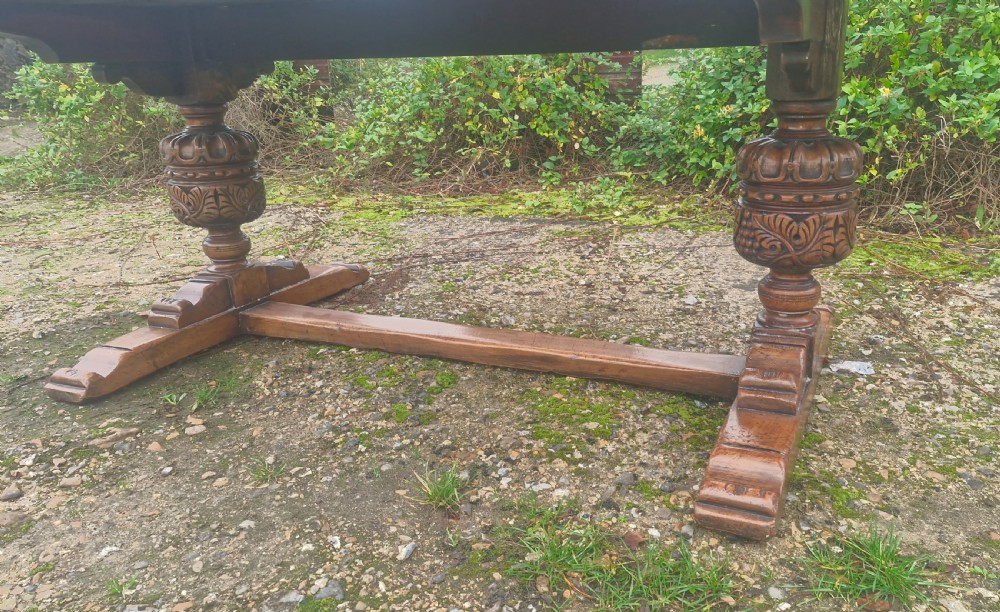 Oak refectory dining table.  View III